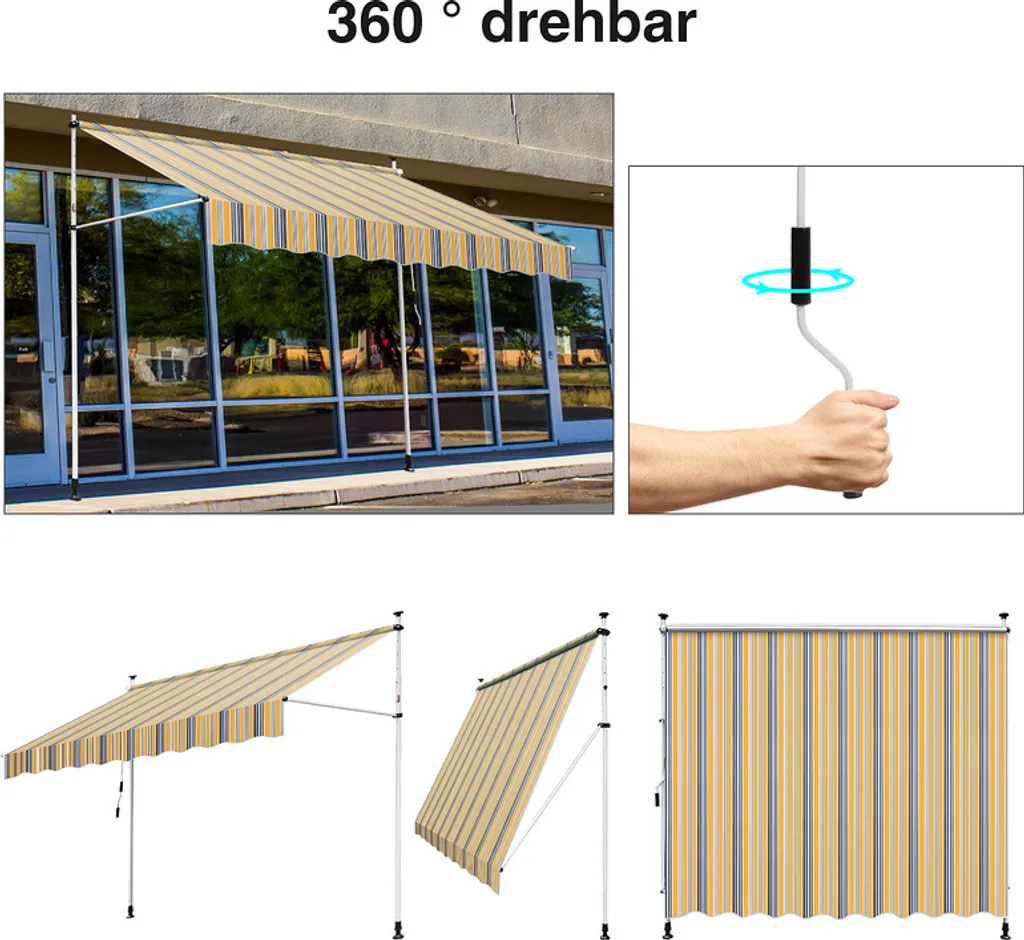 Tenda da Sole Jopassy 2.5m Gialla e Blu: Protezione UV e Impermeabile - 5
