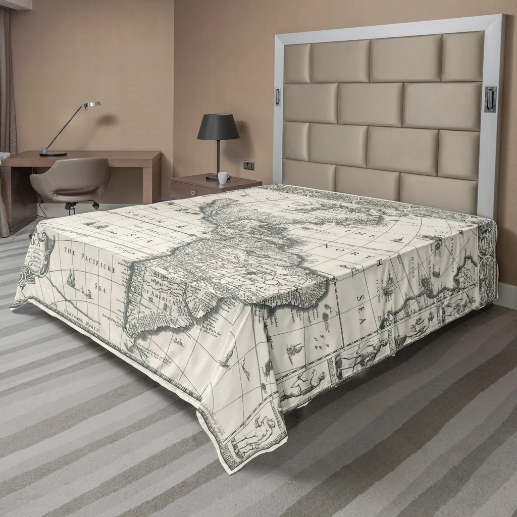 Lenzuolo 260x228 ABAKUHAUS Mappa Storica 1600 Retro Elegante