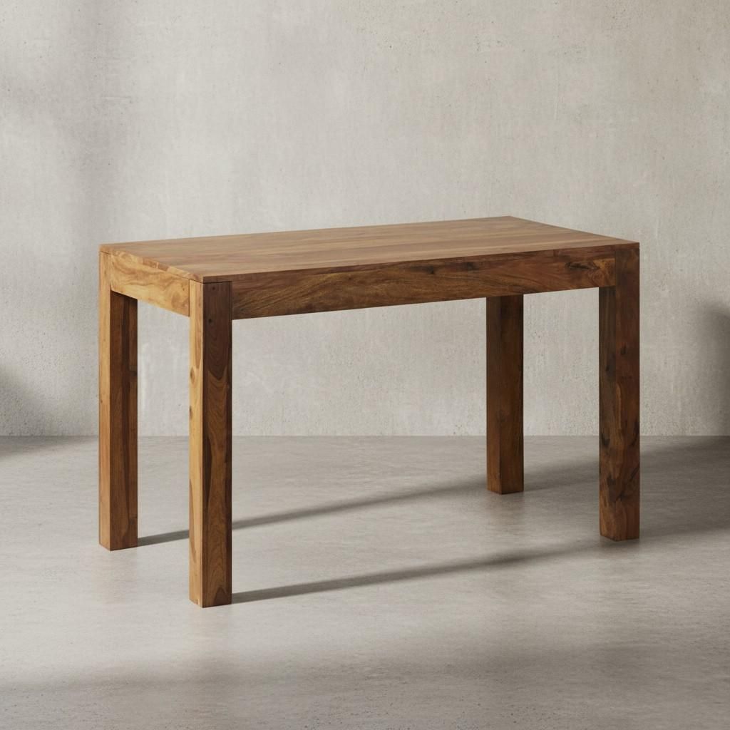 Massivholz Esstisch | Handgefertigter Holztisch für Esszimmer | Premium Küchentisch aus Sheesham | Zeitloses Design | Dunkelbraun 120x60 cm | NAK...