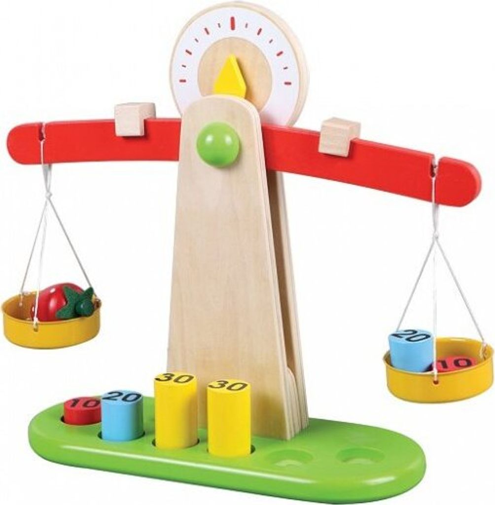 Lelin Holzwaage / Waage mit 6 Holzgewichten  - Zubehör für Produktbild 