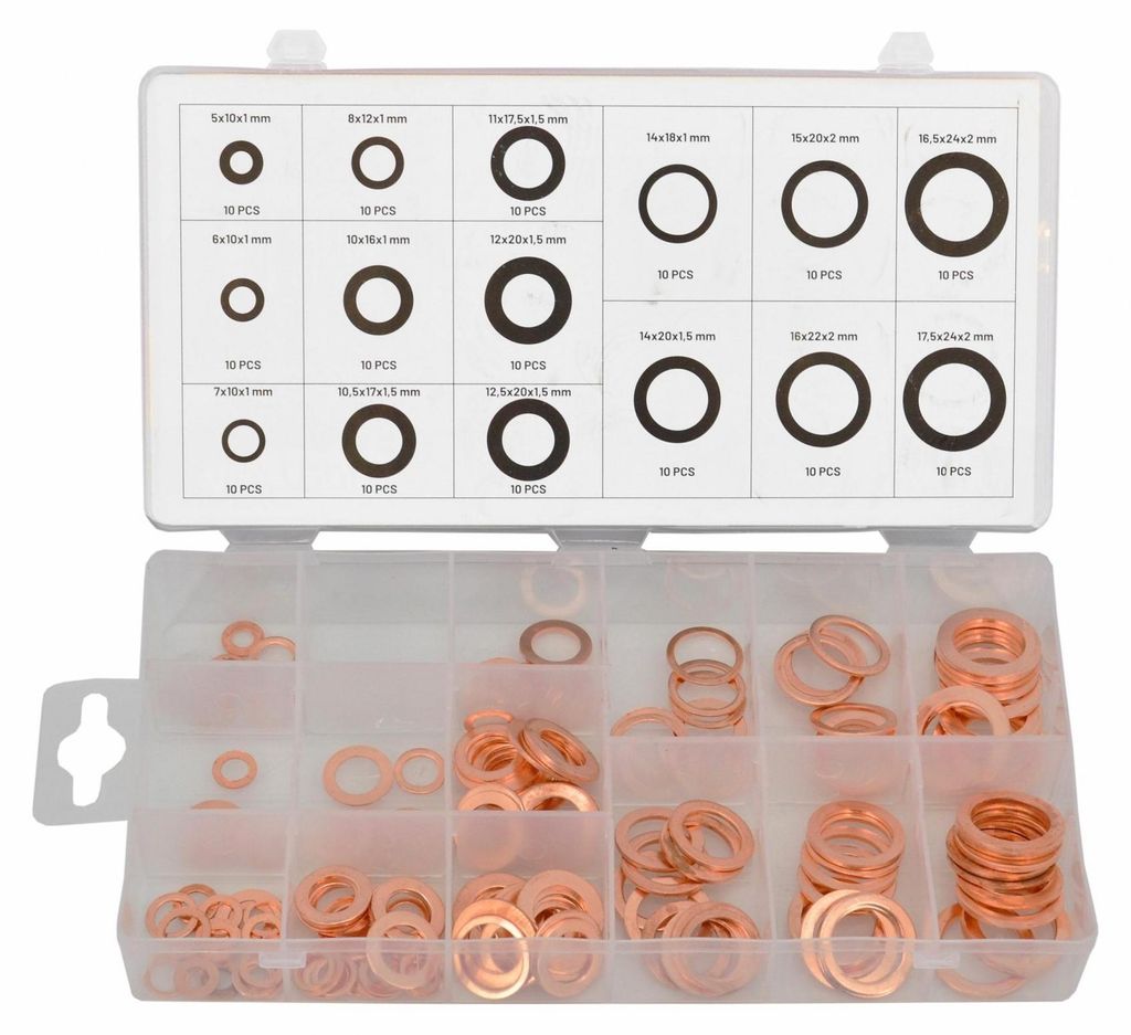 AW Tools - Unterlegscheiben, Kupfer, Ring, Set (150er-Pack) AW1184 (Einheitsgröße) (Kupfer)