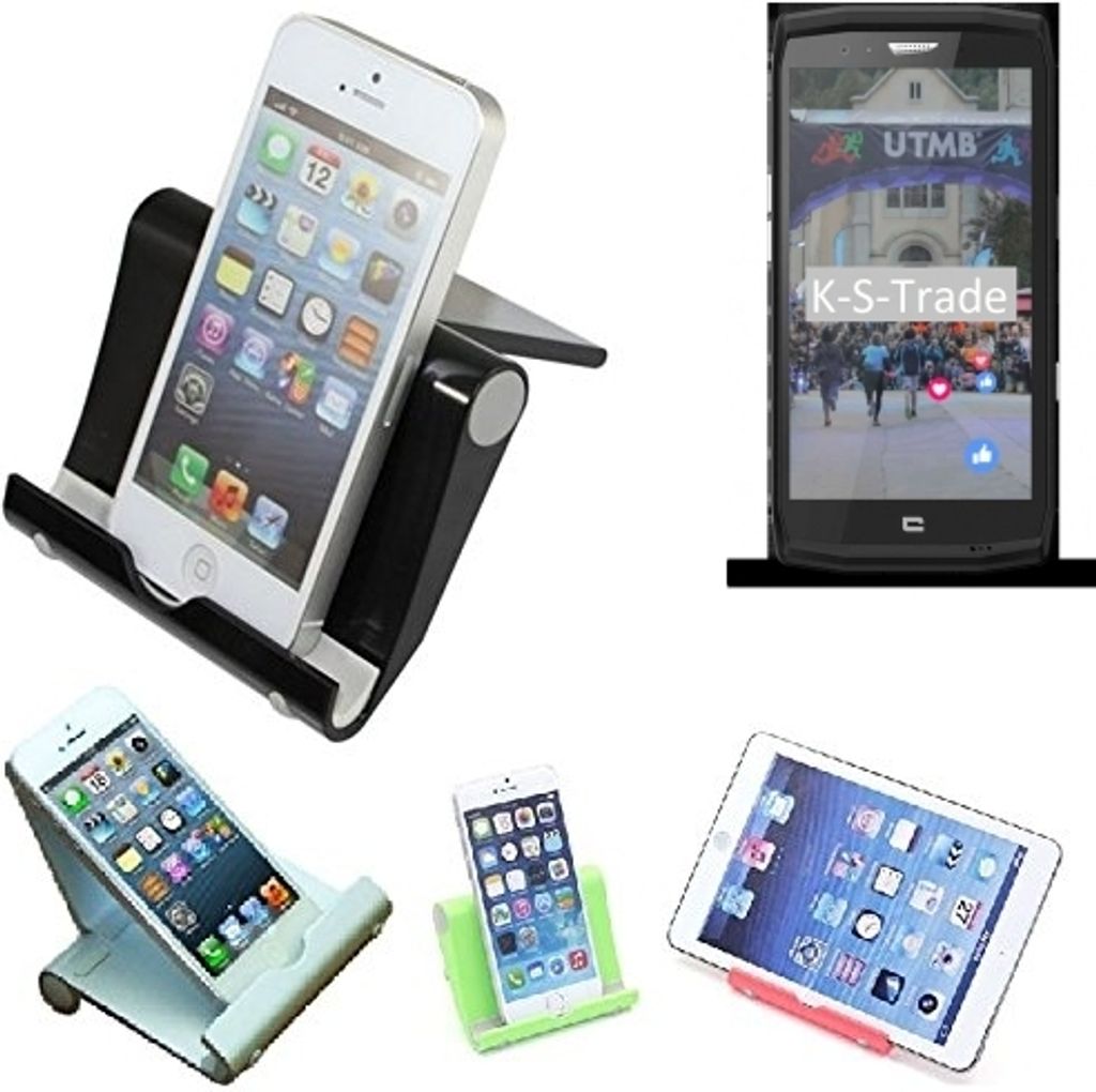 K-S-Trade Handy-Ständer kompatibel mit Crosscall Trekker X4 faltbarer Tischständer Smartphone Tablet Halterung Reise