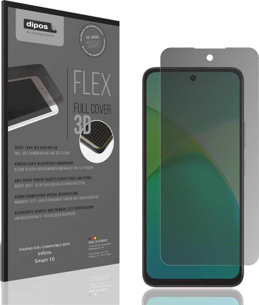 Full Cover Privacy Blickschutzfolie für Infinix Smart 10 Folie Anti-Shock