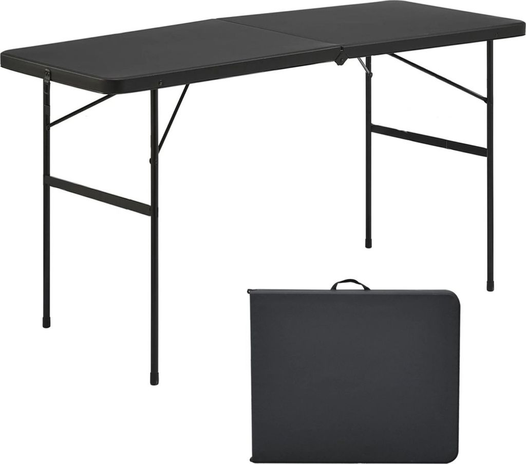 Goliving Outdoor-Klapptisch – Campingtisch – Wetterfest – 122x60x74cm – Schwarz