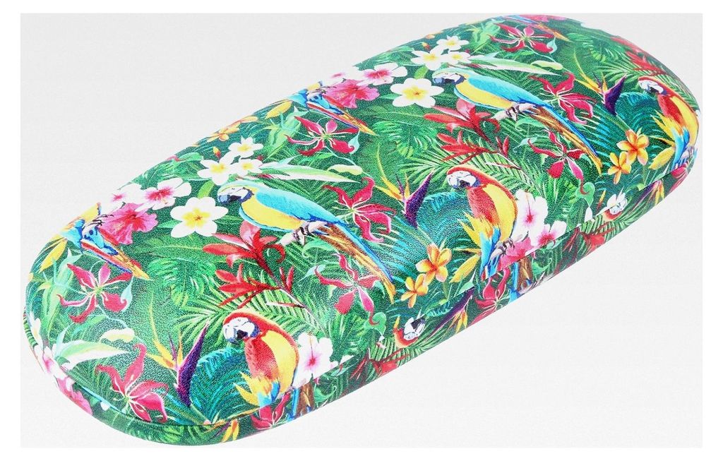 Hartschalen-Brillenetui mit tropischem Tier-Muster und passendem Microfasertuch