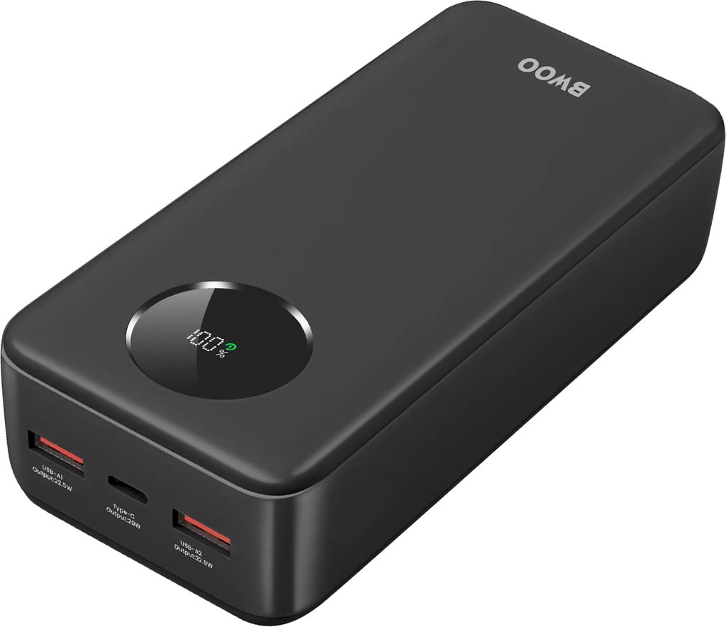 Bwoo, Batteria esterna 30000mAh USB-C 2xUSB LCD, Nero Immagine del prodotto 