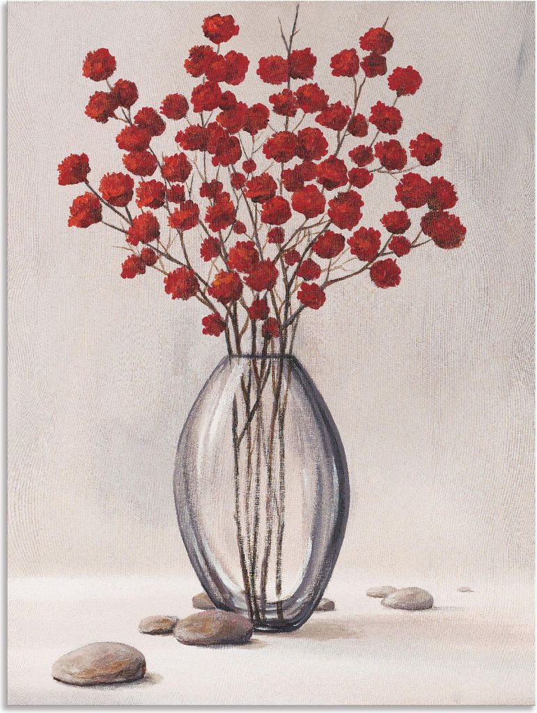 ARTland Wandbild Alu für Innen & Outdoor Dekorative rote Herbstblumen Größe: 60x80 cm