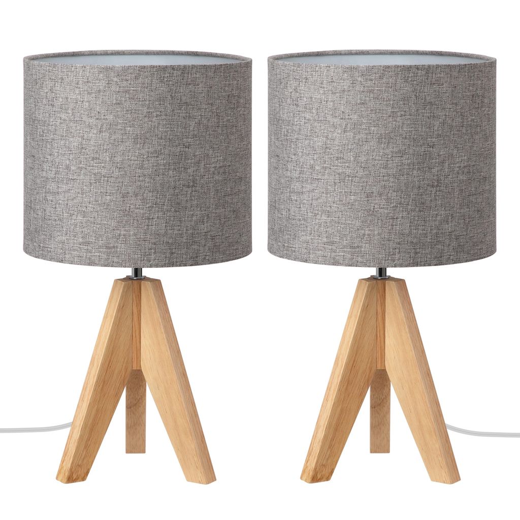 EDISHINE lampka nocna drewniana zestaw 2, lampa stołowa na Zdjęcie produktu 