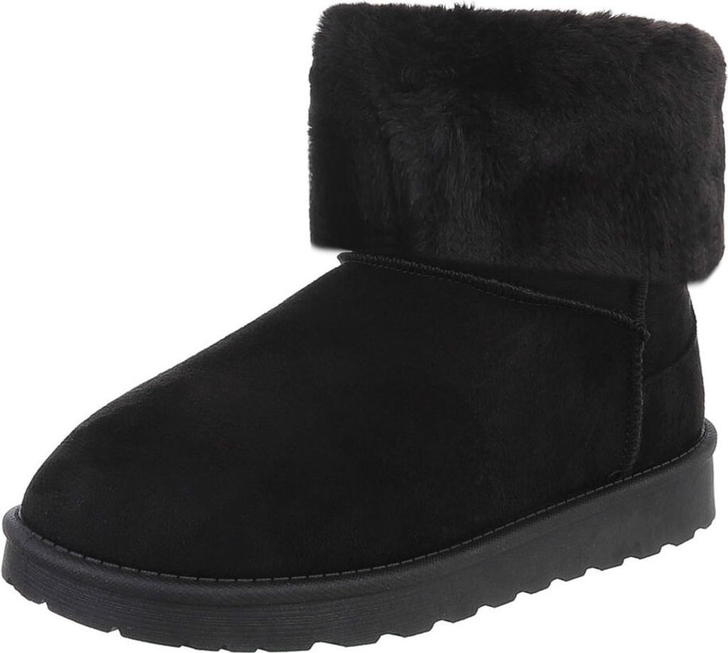 Ital-Design Damen Stiefeletten Flache Stiefeletten Warm gefüttert Wildlederoptik Snowboots 88460423 Schwarz Gr. 38