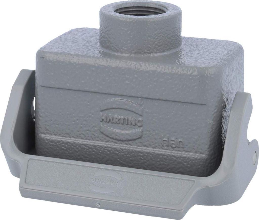 HARTING Han 10B Kupplungsgehäuse niedrig, 1xM20 gerader Kabelabgang, mit 1 Längsbügel Verschraubung M20 Klemmbereich