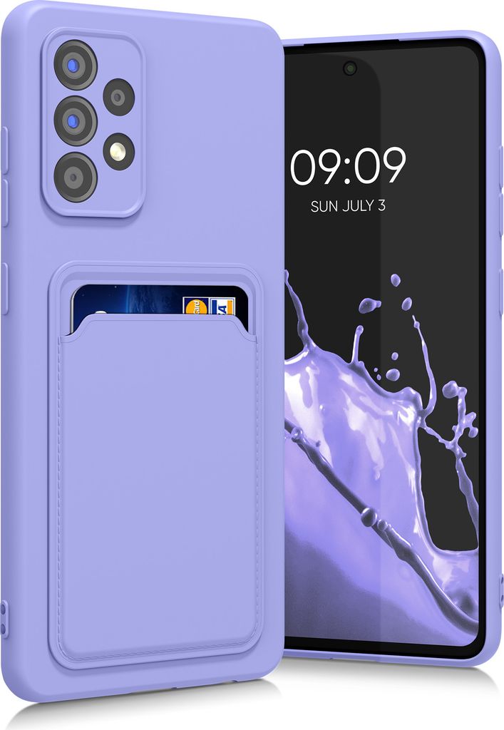 kwmobile Handyhülle kompatibel mit Samsung Galaxy A52 / A52 5G / A52s 5G Hülle - Handy Cover mit Fach für Karten - in Lavendel
