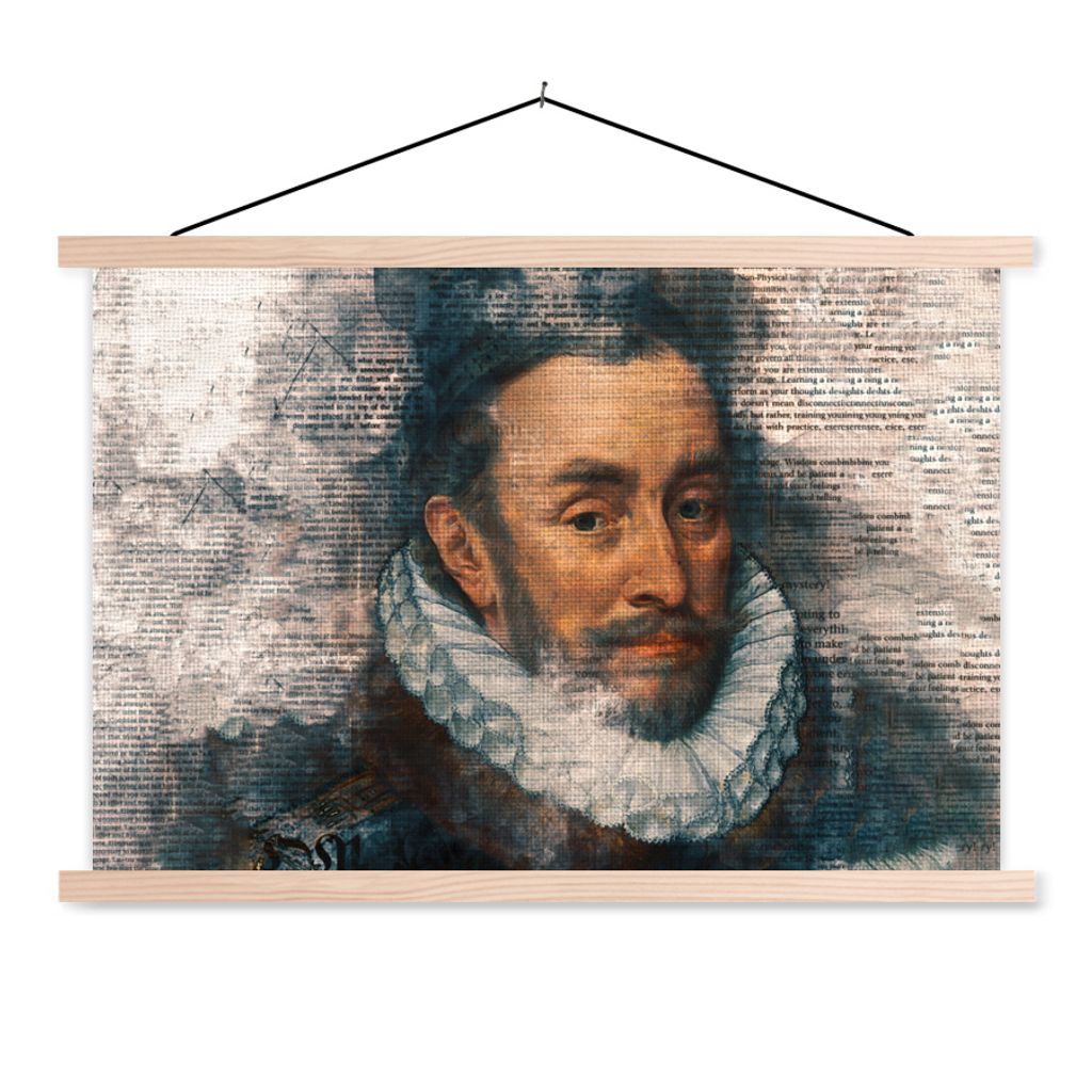 MuchoWow Textilposter Wilhelm von Oranien - Adriaen Thomasz - Zeitungsartikel 60x40 cm mit holzfarbenen Rahmen - Bilder