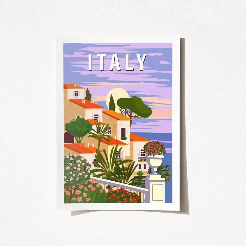 Poster décoratif Italie 2018 Wallity A3 multicolore satiné haute qualité