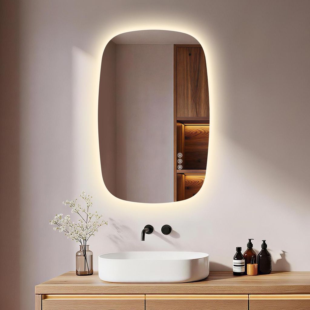 S'AFIELINA 70×45 cm Wandspiegel LED – Badspiegel mit Produktbild 