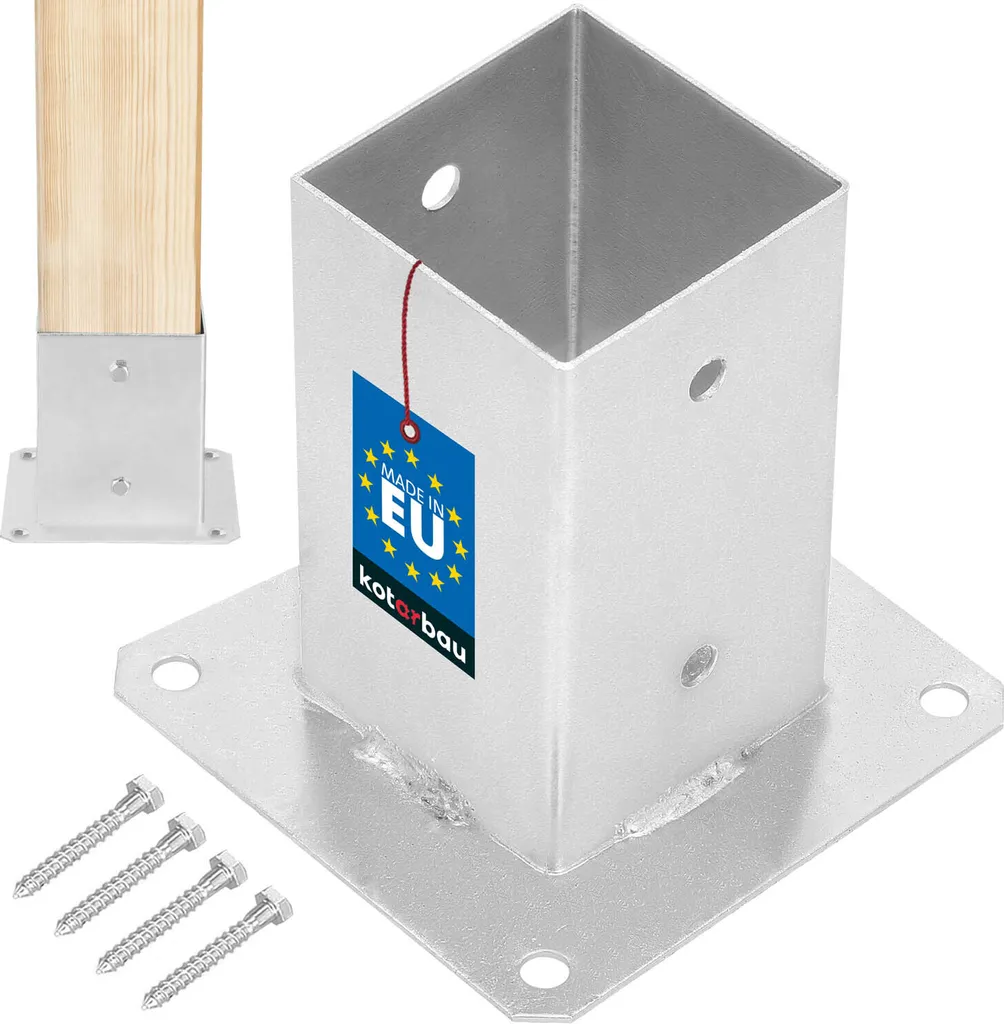 Pied de Poteau 80x80 mm pour Fixation de Pergola et Clôture Bois