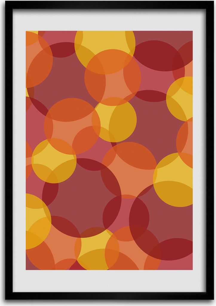 Bild - Bilderrahmen - Foto - 70 cm x 100 cm - MDF - Rahmen - Wandkunst - Farbige Kreise