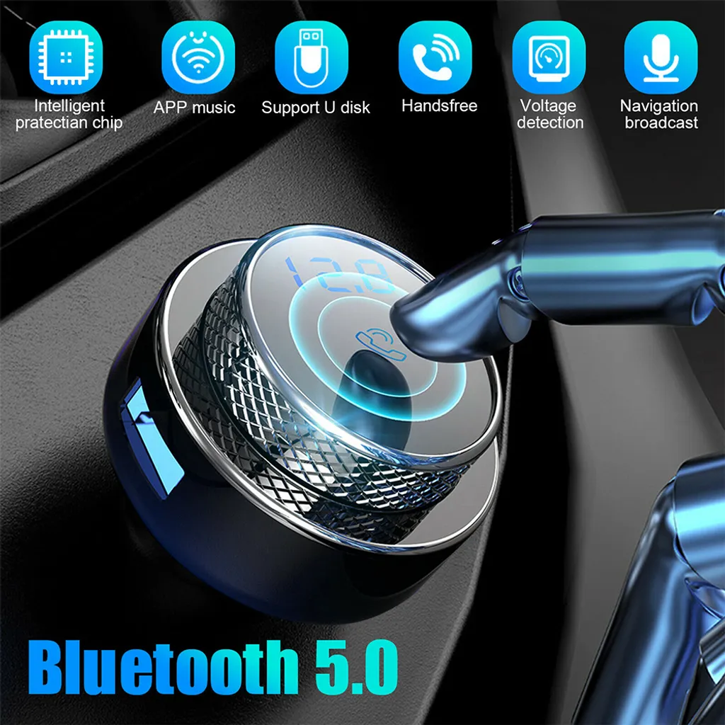 Kit Auto Bluetooth 5.0 MP3 Trasmettitore FM: Caricabatterie USB Vivavoce
