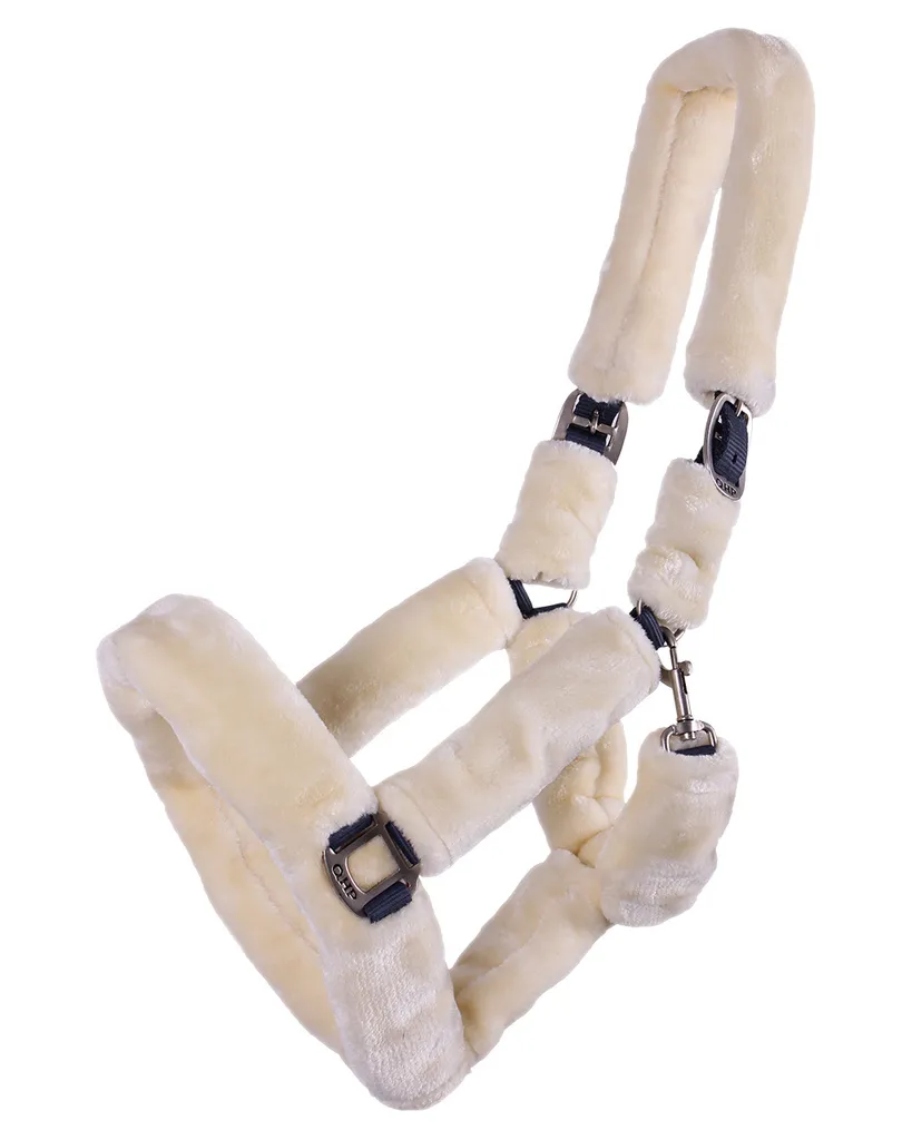 Licol QHP Alaska gris et crème taille Cob avec doublure en laine douce