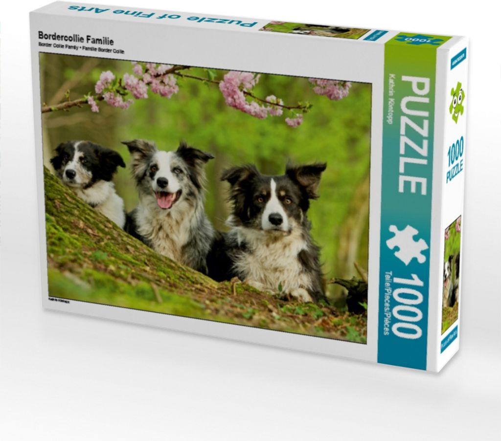 Calvendo Bordercollie Familie 1000 Teile Puzzle quer Produktbild 