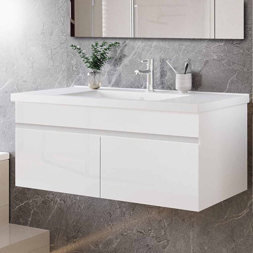 100cm Keramik Waschtisch mit Unterschrank Badmöbel Set mit Produktbild 