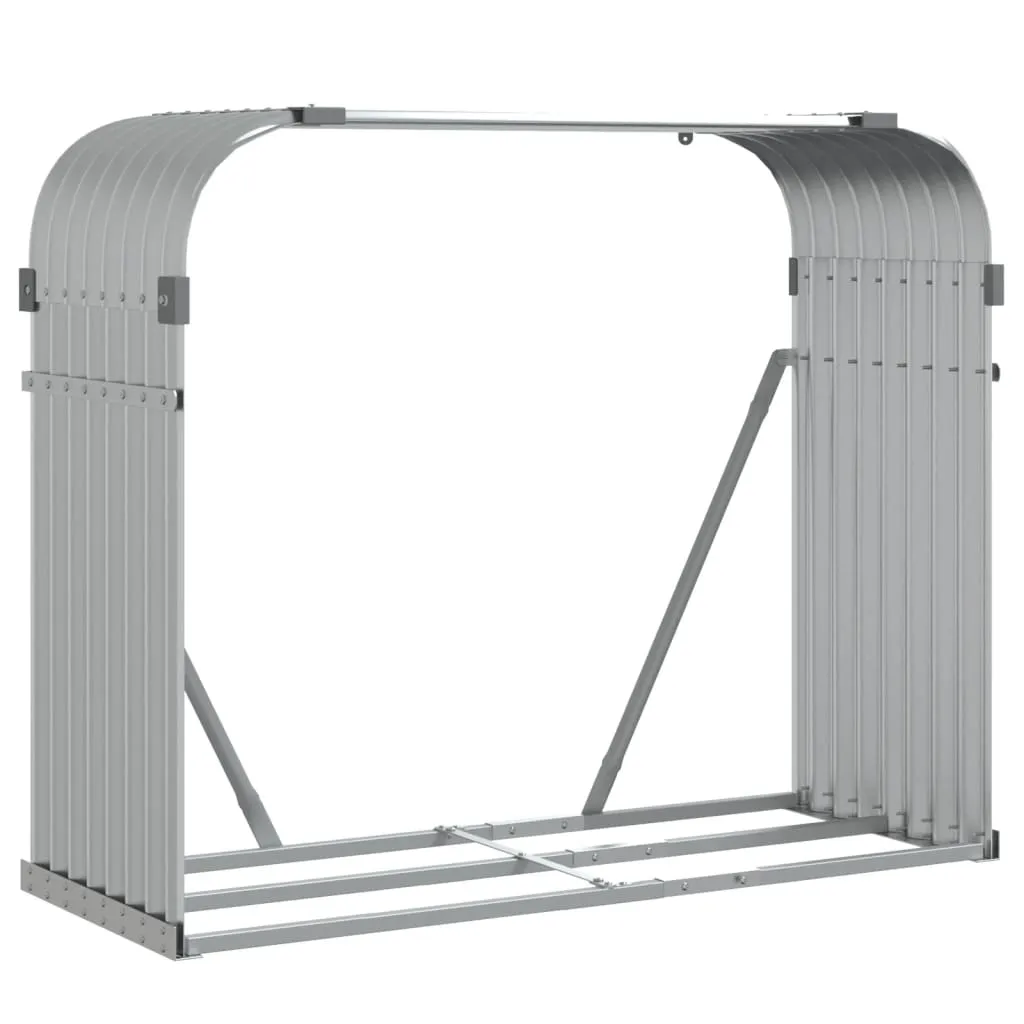 Portalegna Esterno vidaXL Argento 120cm Acciaio - Legnaia Moderna