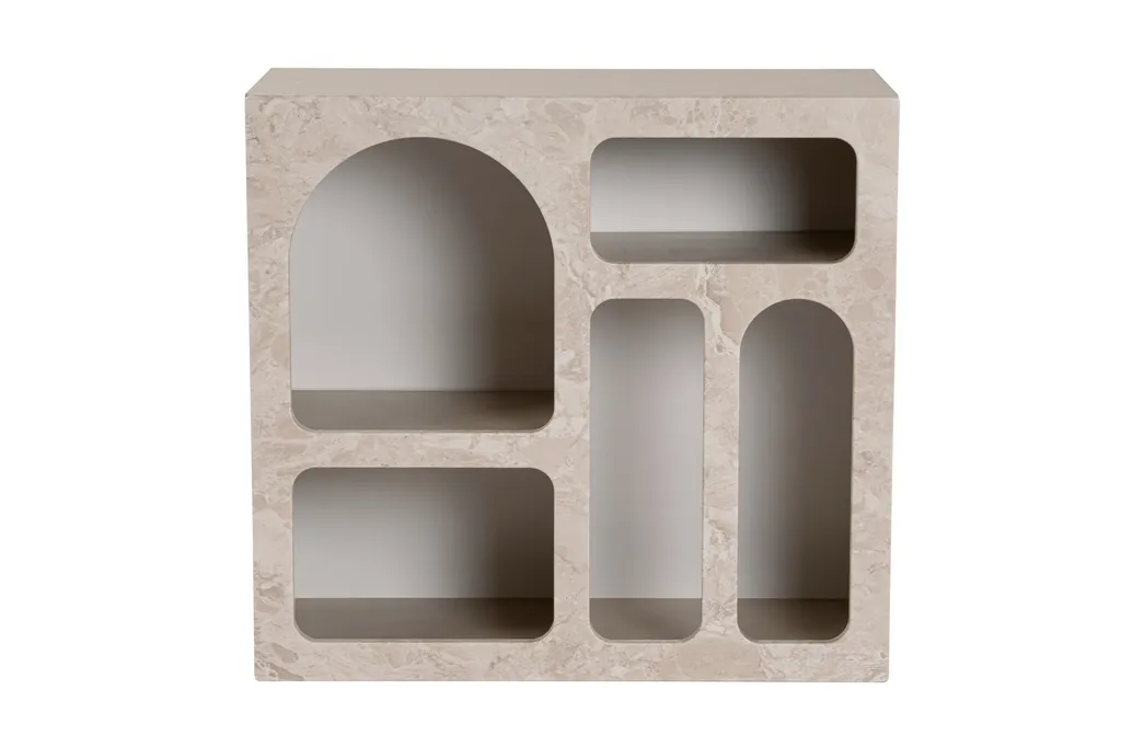 Meuble console pour petit salon Lessa effet travertin 80cm de large - 4
