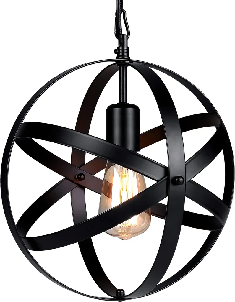 Suspension cuisine et restaurant E27 lustre globe vintage avec câble