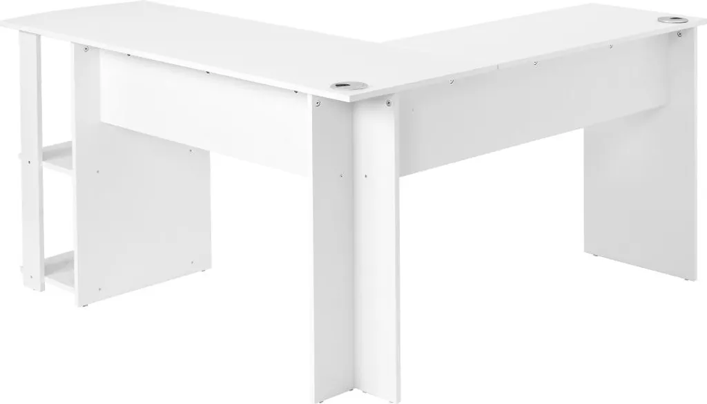 Bureau d'angle blanc avec double rangement intégré de haute qualité - 14