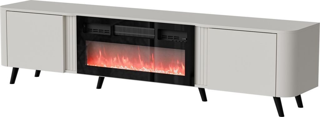 Furniture24 Fernsehschrank Volare Mit Elektrischem Kamin Tv-Lowboard 200 X 49 X 39 Cm Kashmir