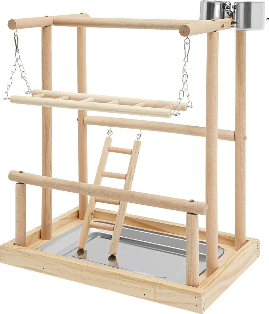 Aire de Jeu pour Oiseaux en Bois Durable Style 1 Taille M Interactive