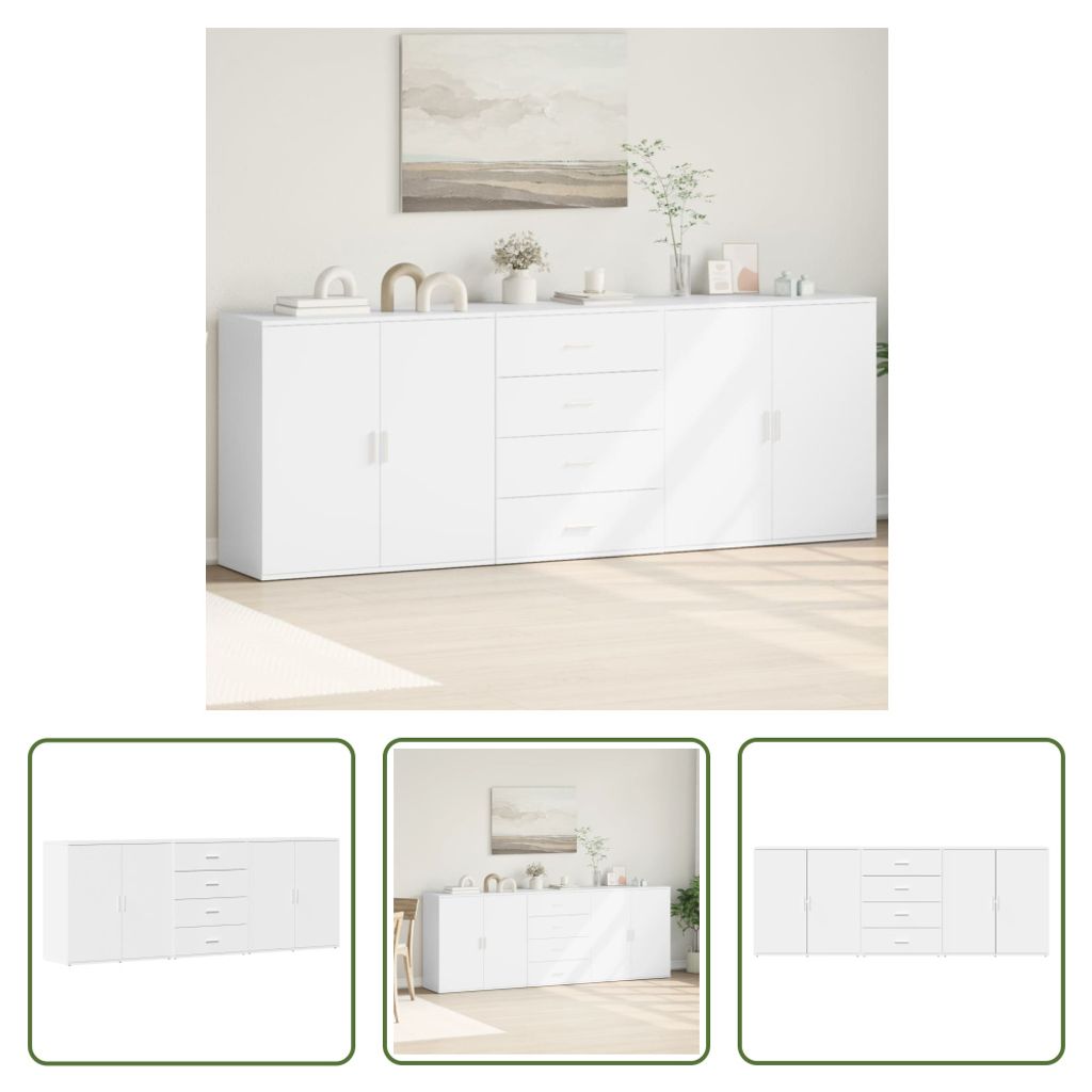 The Living Store Sideboards 3 Stk. Weiß Holzwerkstoff