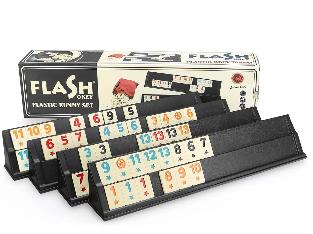 Jeu Okey Rummy avec jetons lourds lisibles qui ne glissent pas de la table