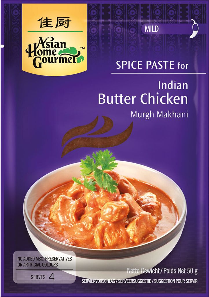 ASIAN HOME GOURMET Würzpaste für indisches Huhngericht mit Butter 50g | Butter Chicken | Murgh Makhani