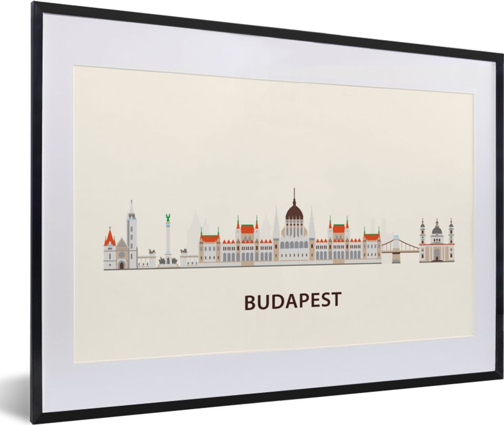 MuchoWow MuchoWow Gerahmtes Poster Budapest - Europa - Skyline 60x40 cm - Poster mit zchwarzem Bilderrahmen - Schlafzimmer - Plakat in Rahmen -...