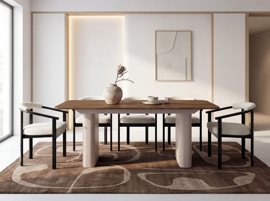 Ausziehbarer Rechteckiger Esstisch – XXL Modernes Design Metallgestell in Kaschmir – für 10-14 Personen, 200 x 90 / 300 cm – Eiche Braun Rus...