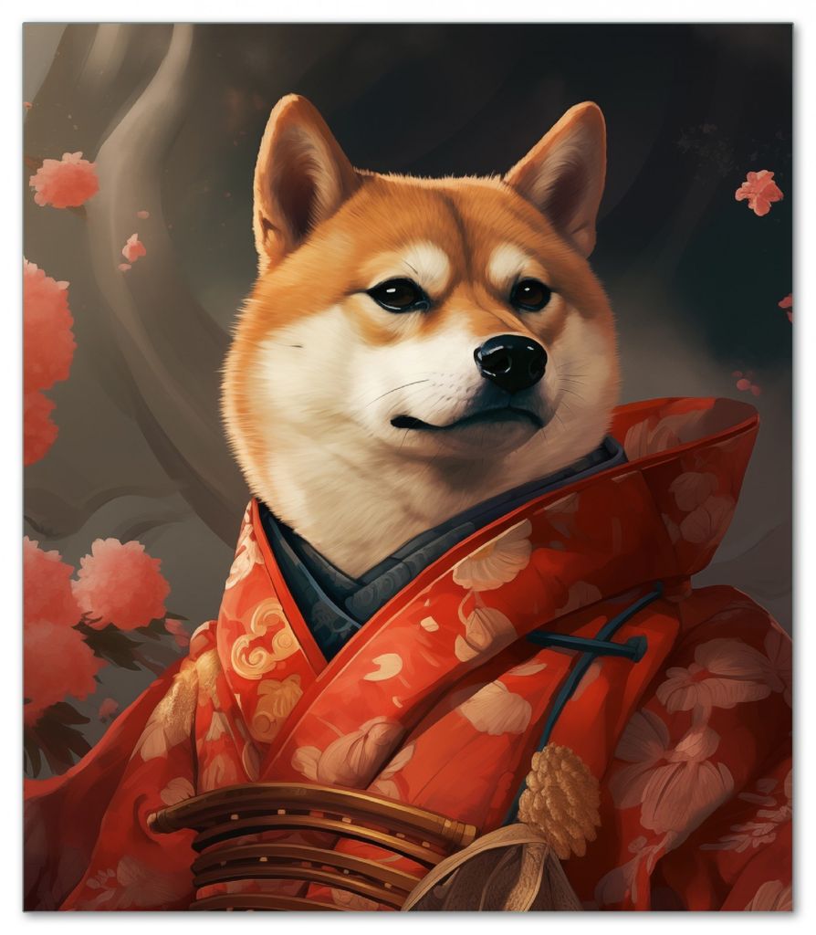 Wallario Herdabdeckplatte aus Glas, Größe 52 x 60 cm 1-teilig, Motiv Samurai Shiba