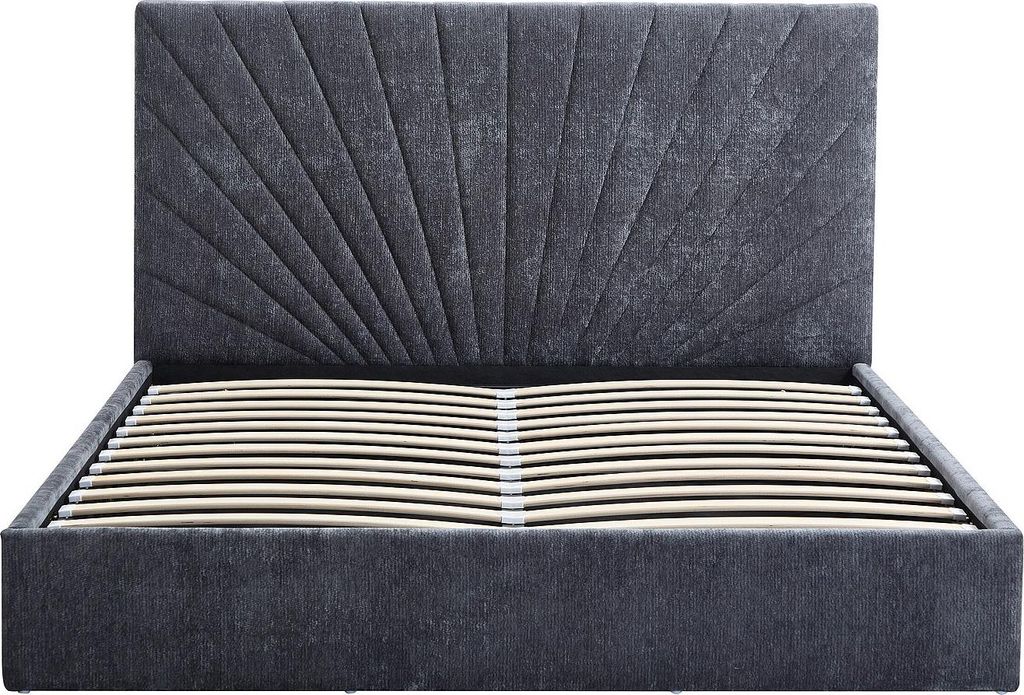 Bett mit Stauraum 160 x 200 cm – Strukturiertes Gewebe – Anthrazitgrau – RIBIOLA
