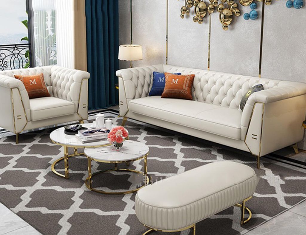 Luxus Chesterfield Sofagarnitur 3+2 Sitzer Couchtisch Möbel Couch Sofa Neu