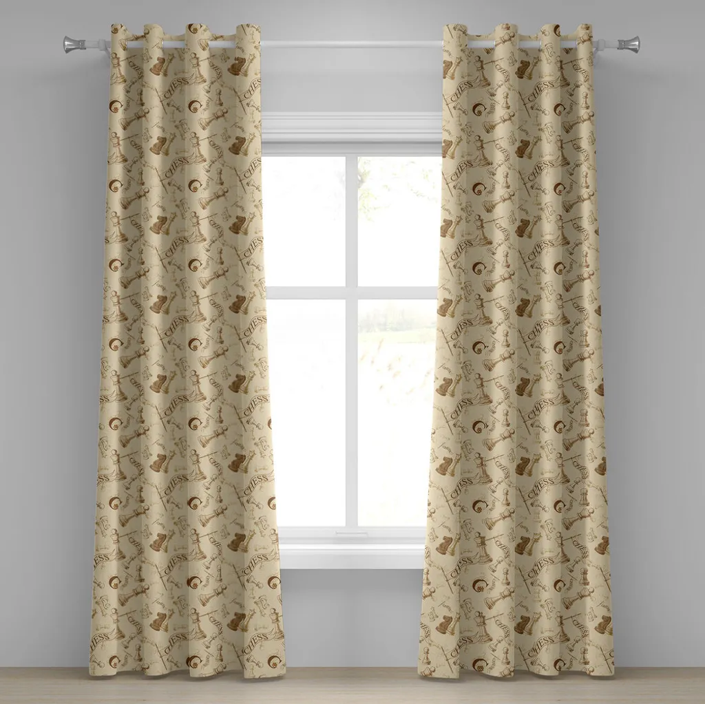 Tende Decorative ABAKUHAUS 2 Pannelli Beige - Motivo Scacchi Retrò