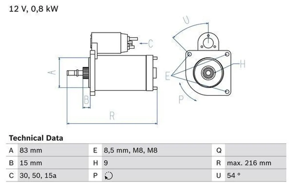 BOSCH 0986013590 Démarreur Haute Performance pour VW Golf série I