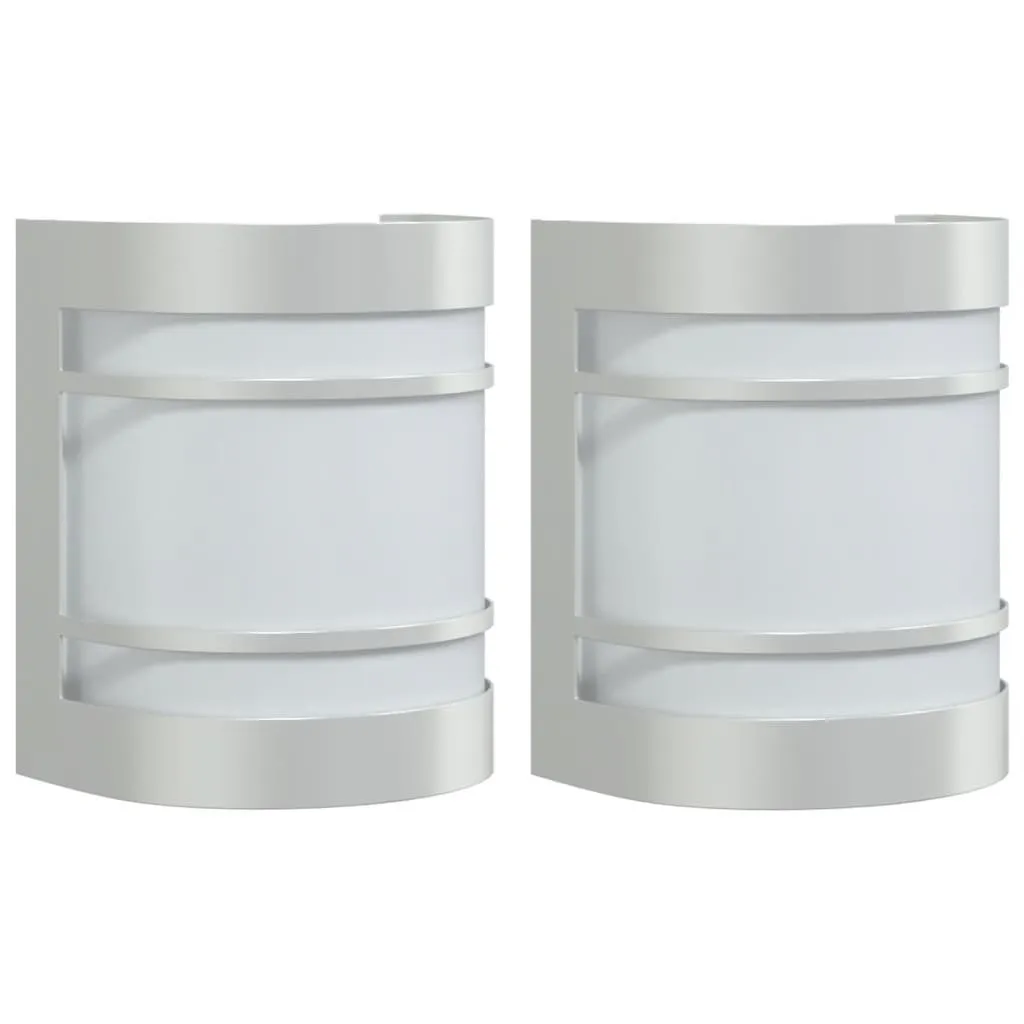 Applique Esterno Design Moderno Acciaio Inox Argento Set 2 Pezzi