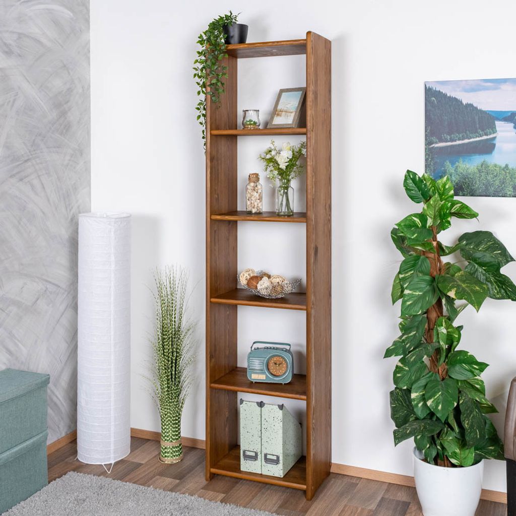 Regal Kiefer massiv Vollholz Eichefarben 001 - Abmessung 200 x 50 x 30 cm (H x B x T)