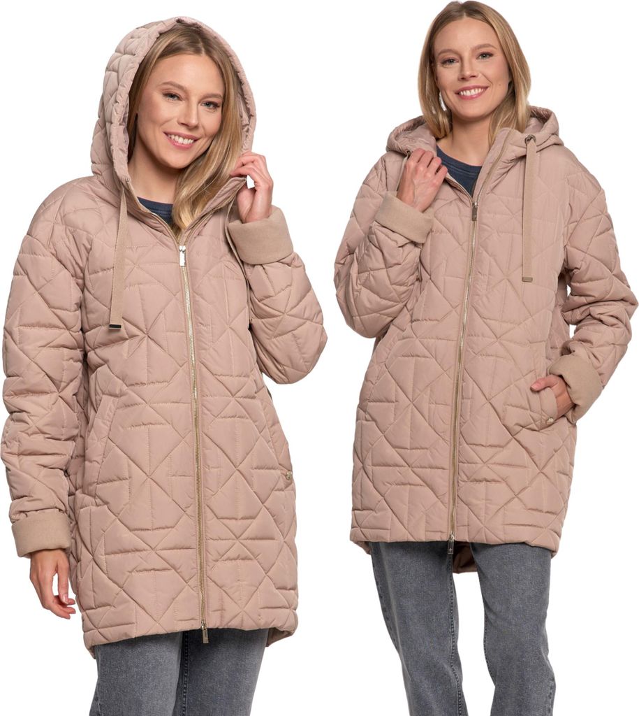 Elegante Damen Übergangsjacke Mit Kapuze Für Den Herbst Warm Moraj L/Xl