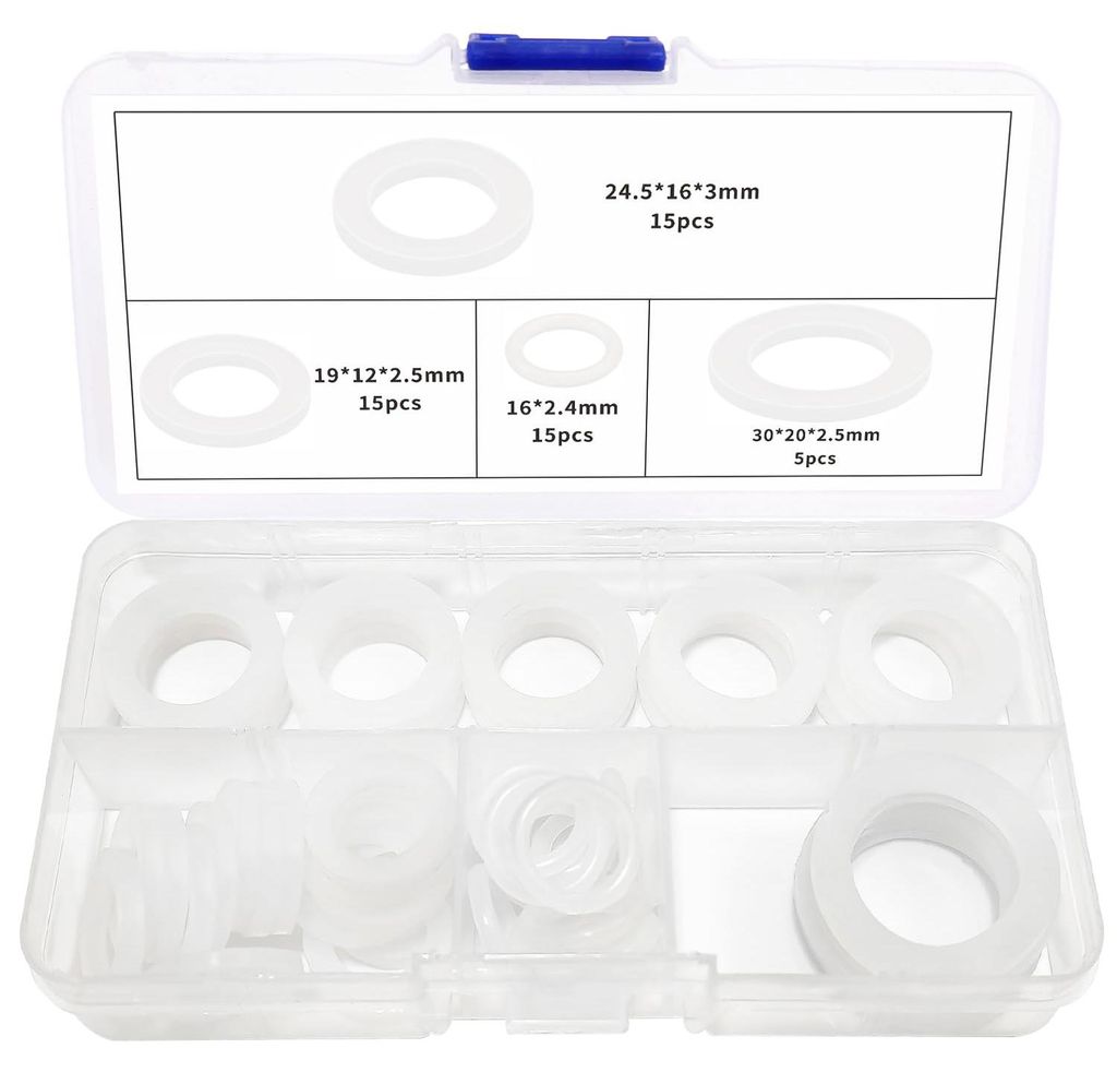 Set mit 50 O-Ringen, flachen Silikonringen, für Duschköpfe, Wasserhähne und Schläuche mit Durchmessern von 1/2, 3/4 und 1 Zoll.