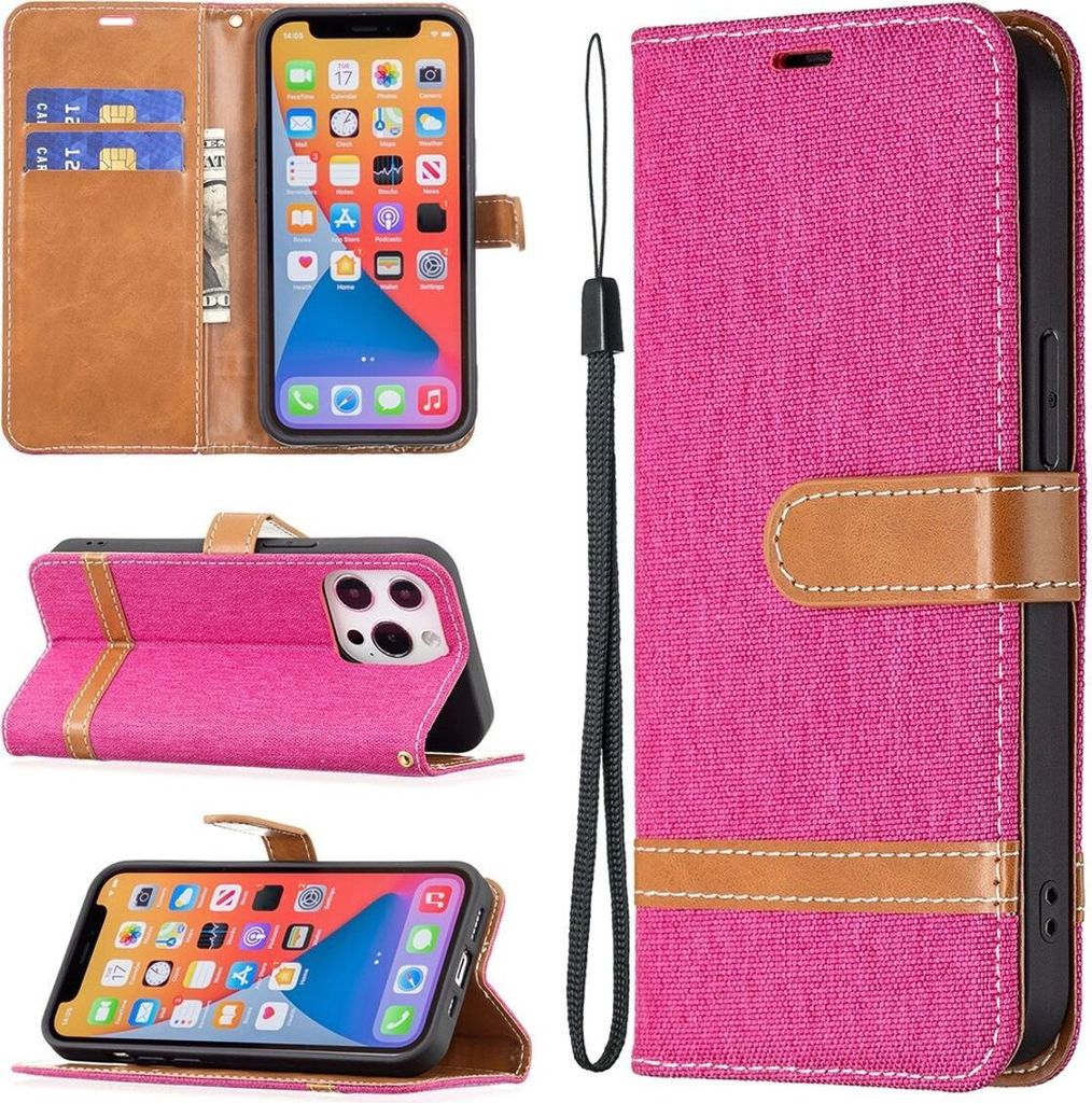 König Design Hülle kompatibel mit Apple iPhone 13 Pro Max Kunstleder Handyhülle - Handy Case Rosa
