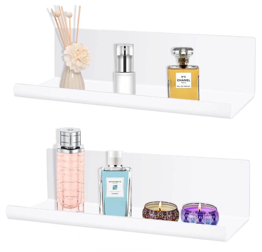 2 bohrfreie Wandregale aus Acryl, bieten Platz für Bücher und Fotos, dekorative Wandregale für Zuhause, geeignet für Küche, Bad, Büro, Wohnzi...