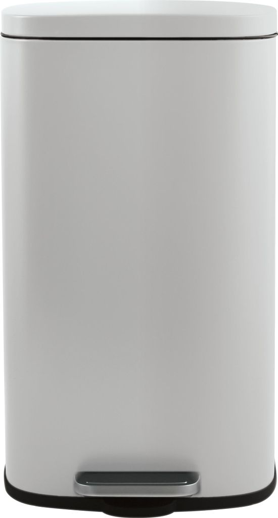 Spirella Abfalleimer 50 Liter Edelstahl mit Absenkautomatik und Inneneimer "Akira" Küche Mülleimer Softclose Abfalleimer weiß matt