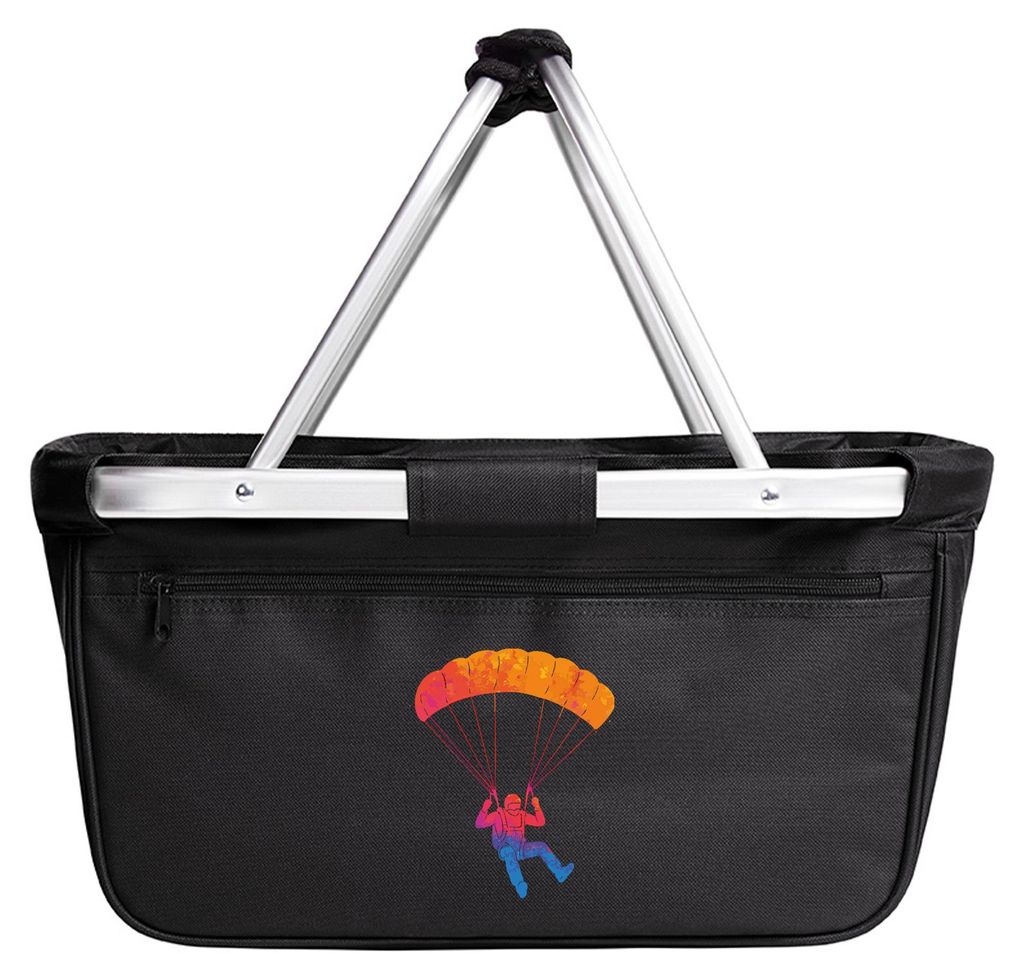 Huuraa Einkaufskorb Fallschirmspringen bunte Silhouette 20 Liter Black faltbarer Tragekorb Geschenkidee