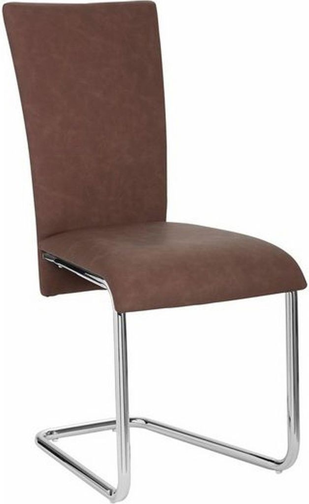 riess-ambiente Design Freischwinger 2er Set Stuhl MODENA braun Kunstleder verchromtes Metallgestell Esszimmerstuhl Essstuhl Stuhl