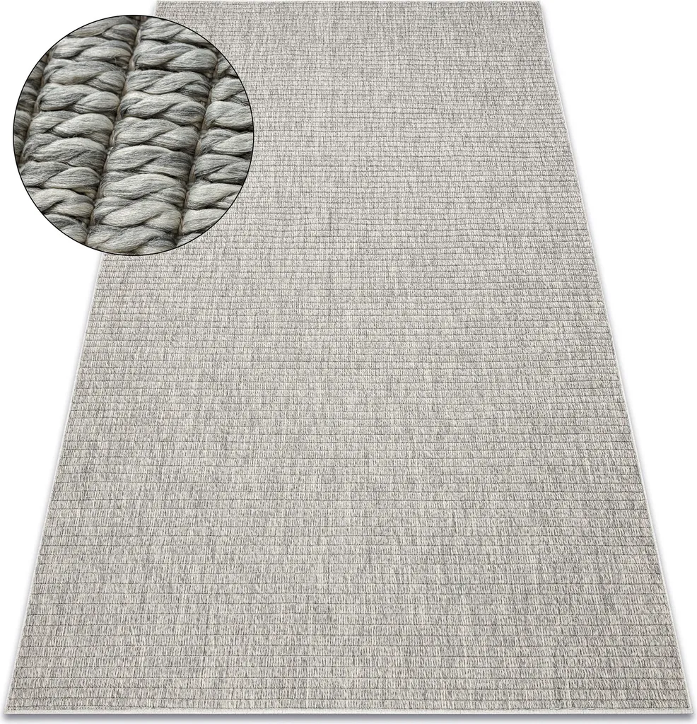 Tapis de salon aspect sisal gris ORIGI 3583 tissage plat 116x170cm